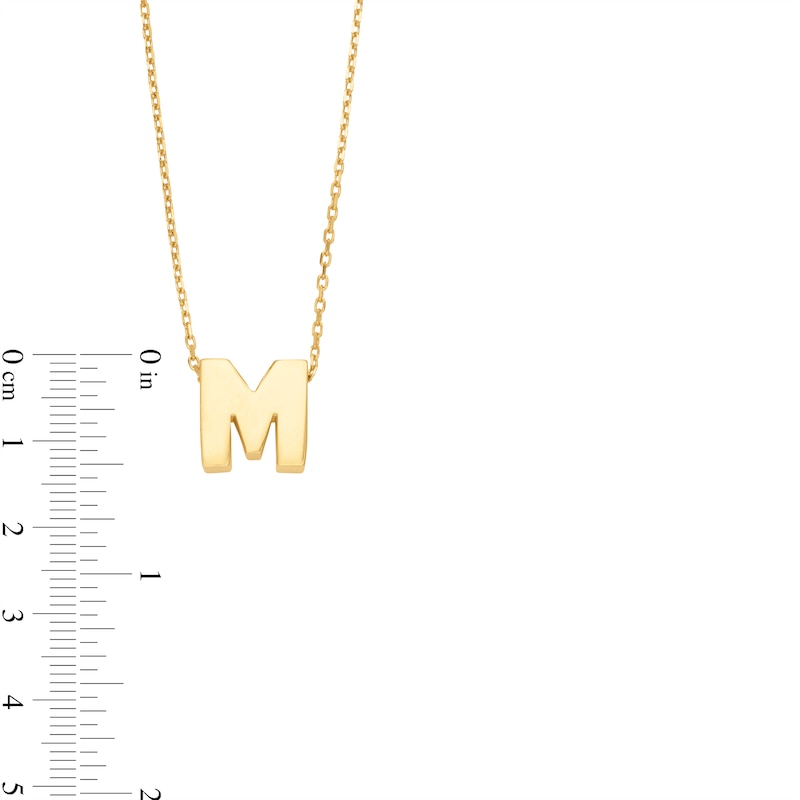 Uppercase Block "M" Initial Pendant in 10K Gold