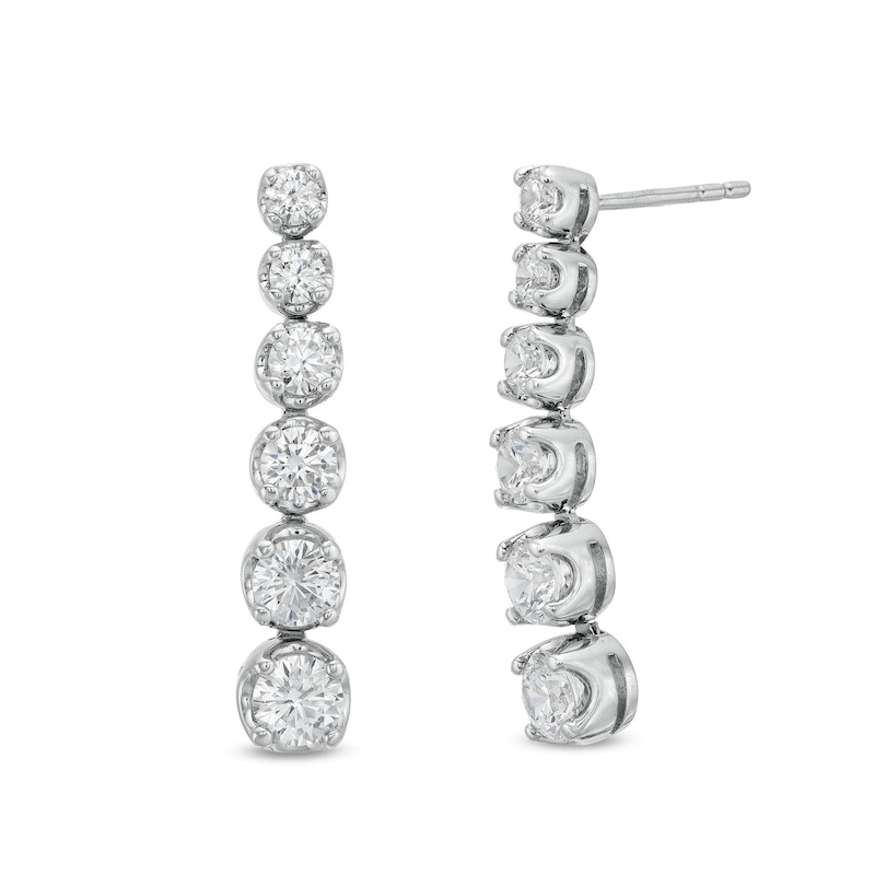 Italian Gold 2.00 CT. T.W. Journey Diamond Drop Earrings in 18K White Gold (I/SI2)|Peoples Jewellers