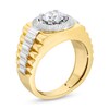 Thumbnail Image 2 of 1.25 CT. Certified Lab-Created Diamond Solitaire Frame Square-Top Ribbed Shank Ring in 10K Two-Tone Gold (F/SI2)