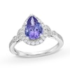 Thumbnail Image 1 of Monique Lhuillier Bliss Pear-Shaped Tanzanite and 0.36 CT. T.W. Frame Engagement Ring in 14K White Gold