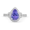 Thumbnail Image 4 of Monique Lhuillier Bliss Pear-Shaped Tanzanite and 0.36 CT. T.W. Frame Engagement Ring in 14K White Gold