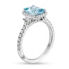 Thumbnail Image 3 of Monique Lhuillier Bliss Emerald-Cut Aquamarine and 0.45 CT. T.W. Frame Engagement Ring in 14K White Gold