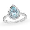 Thumbnail Image 1 of Monique Lhuillier Bliss Pear-Shaped Aquamarine and 0.45 CT. T.W. Double Frame Engagement Ring in 14K White Gold