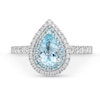 Thumbnail Image 4 of Monique Lhuillier Bliss Pear-Shaped Aquamarine and 0.45 CT. T.W. Double Frame Engagement Ring in 14K White Gold
