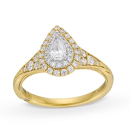 Monique Lhuillier Bliss 0.69 CT. T.W. Diamond Pear-Shaped Double Frame Engagement Ring in 18K Gold