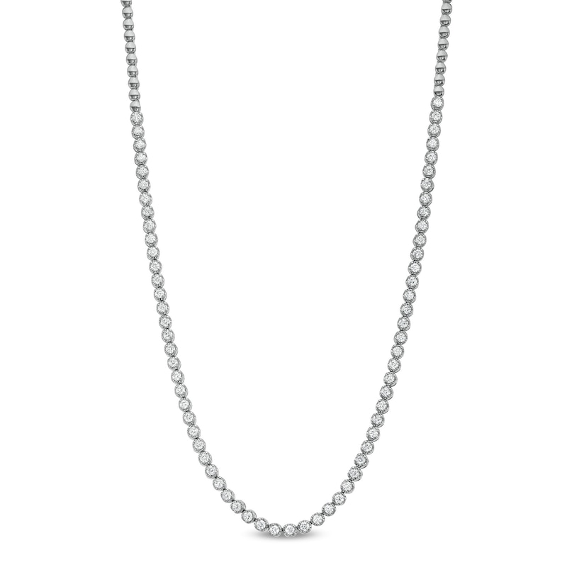 Italian Gold 2.00 CT. T.W. Certified Beaded Necklace in 18K White Gold (I/SI2)|Peoples Jewellers