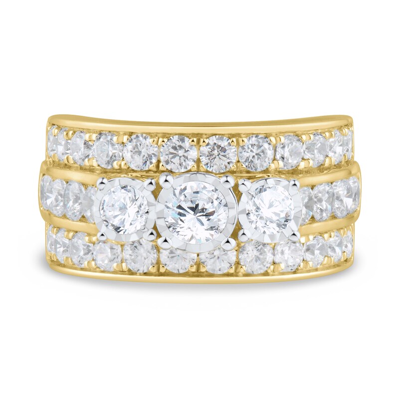 Main Image 3 of 2.95 CT. T.W. Diamond Past Present Future® Miracle Stepped Edge Triple Row Engagement Ring in 14K Gold