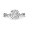 0.75 CT. Emerald-Cut Canadian Certified Diamond Double Framed Engagement Ring in 14K White Gold (I/SI2)