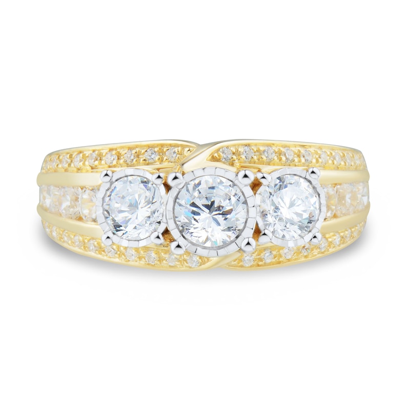 1.45 CT. T.W. Diamond Past Present Future® Miracle Triple Row Engagement Ring in 14K Gold