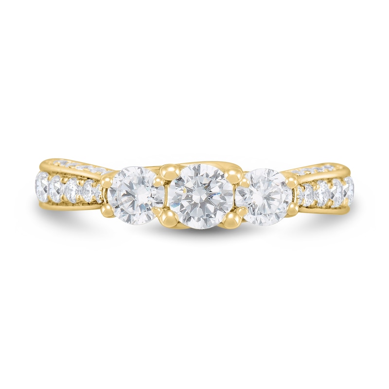 Main Image 1 of 1.45 CT. T.W. Diamond Past Present Future® Tapered Shank Engagement Ring in 14K Gold