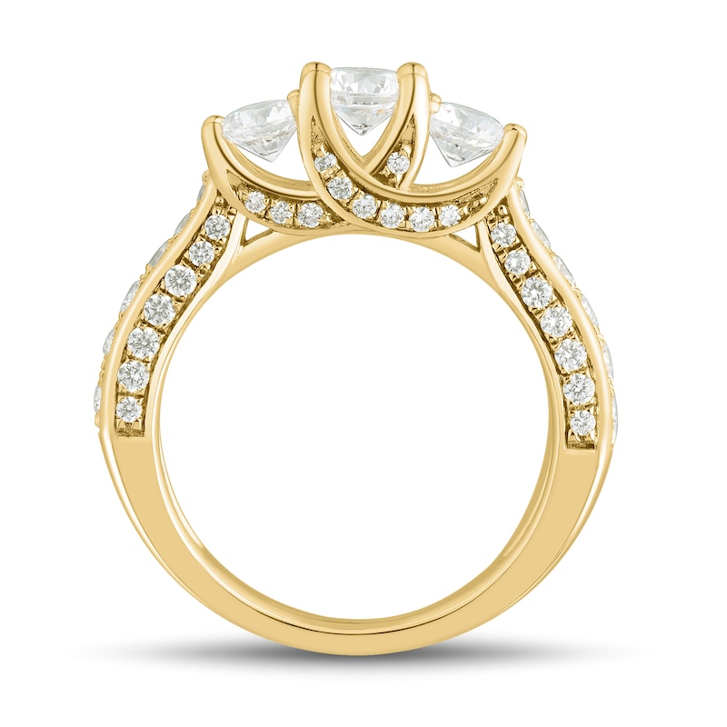 Main Image 3 of 1.45 CT. T.W. Diamond Past Present Future® Tapered Shank Engagement Ring in 14K Gold