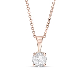 0.58 CT. Diamond Solitaire Pendant in 10K Rose Gold (I/I3) - 18"