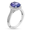 Thumbnail Image 3 of Monique Lhuillier Bliss Oval-Shaped Tanzanite and 0.29 CT. T.W. Diamond Framee Engagement Ring in 14K White Gold (I/I1