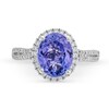 Thumbnail Image 4 of Monique Lhuillier Bliss Oval-Shaped Tanzanite and 0.29 CT. T.W. Diamond Framee Engagement Ring in 14K White Gold (I/I1