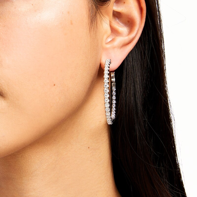 Main Image 2 of Italian Gold 4.00 CT. T.W. Certified Inside-Out Hoop Earrings in 18K White Gold (I/SI2)