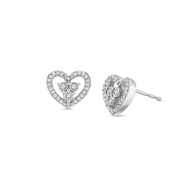 0.15 CT. T.W. Diamond Heart Stud Earrings in Sterling silver|Peoples Jewellers