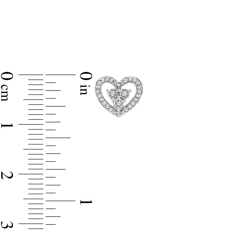 Main Image 3 of 0.15 CT. T.W. Diamond Heart Stud Earrings in Sterling silver