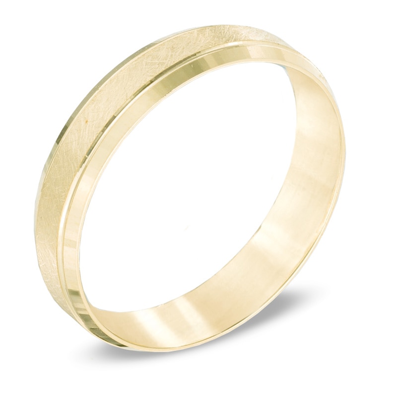 Main Image 2 of Men's 5.0mm Engravable Stepped Edge Brush-Finish Comfort-Fit Wedding Band in 10K Gold (1 Line)