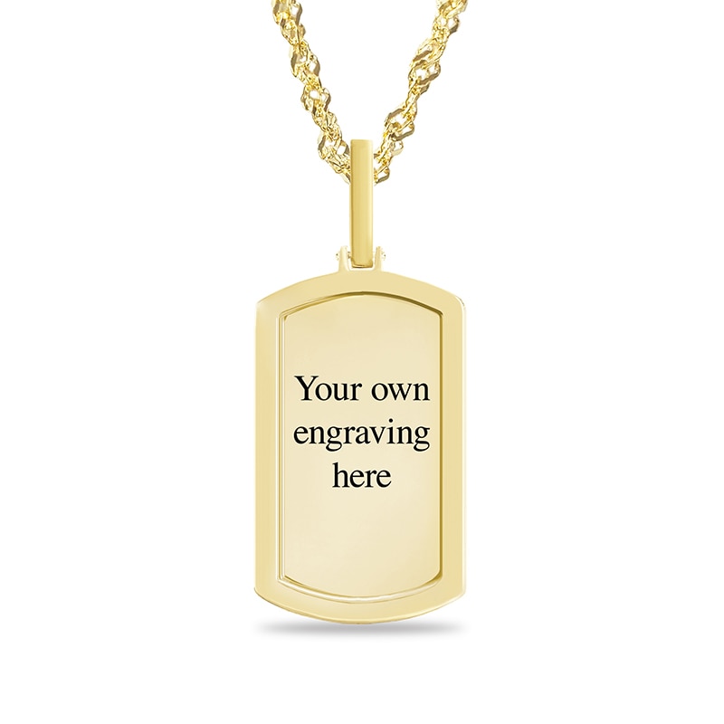 Main Image 2 of 1.06 CT. T.W. Diamond Frame Engravable Photo Dog Tag Pendant in 10K Gold (1 Image and 4 Lines) - 24"