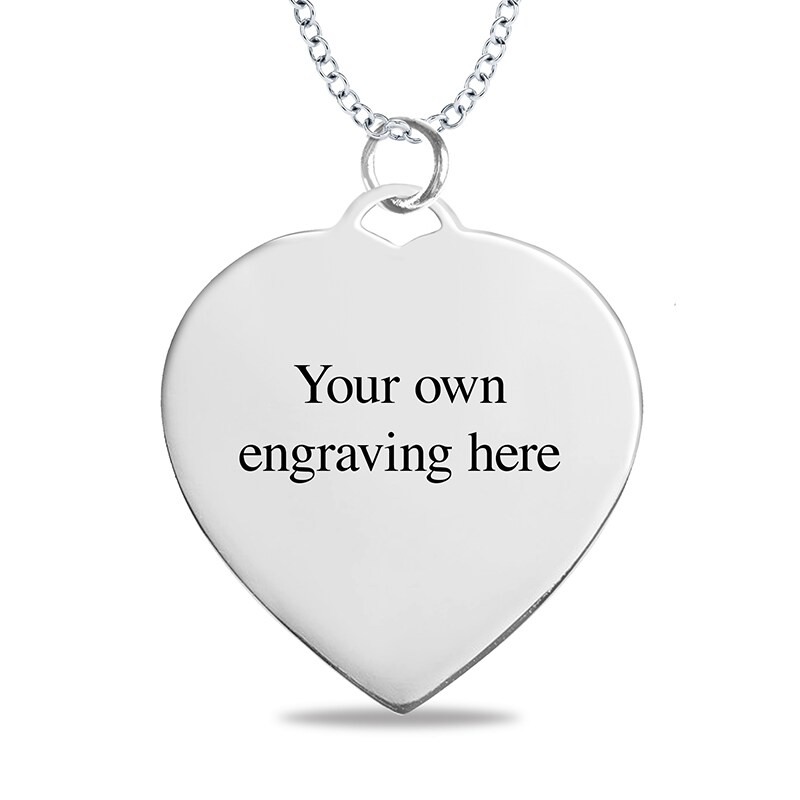 Main Image 3 of Medium Engravable Photo Heart Pendant in Sterling Silver (1 Image and 3 Lines)