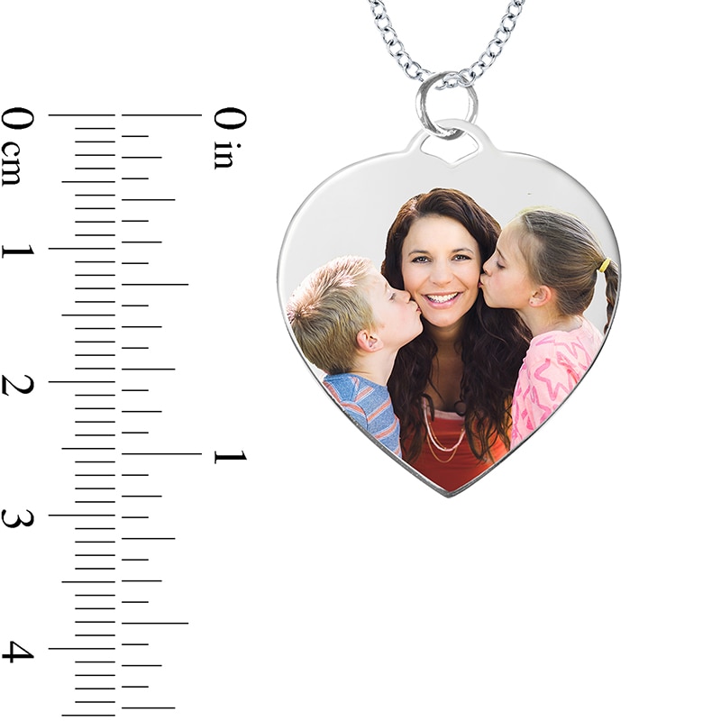 Main Image 4 of Medium Engravable Photo Heart Pendant in Sterling Silver (1 Image and 3 Lines)