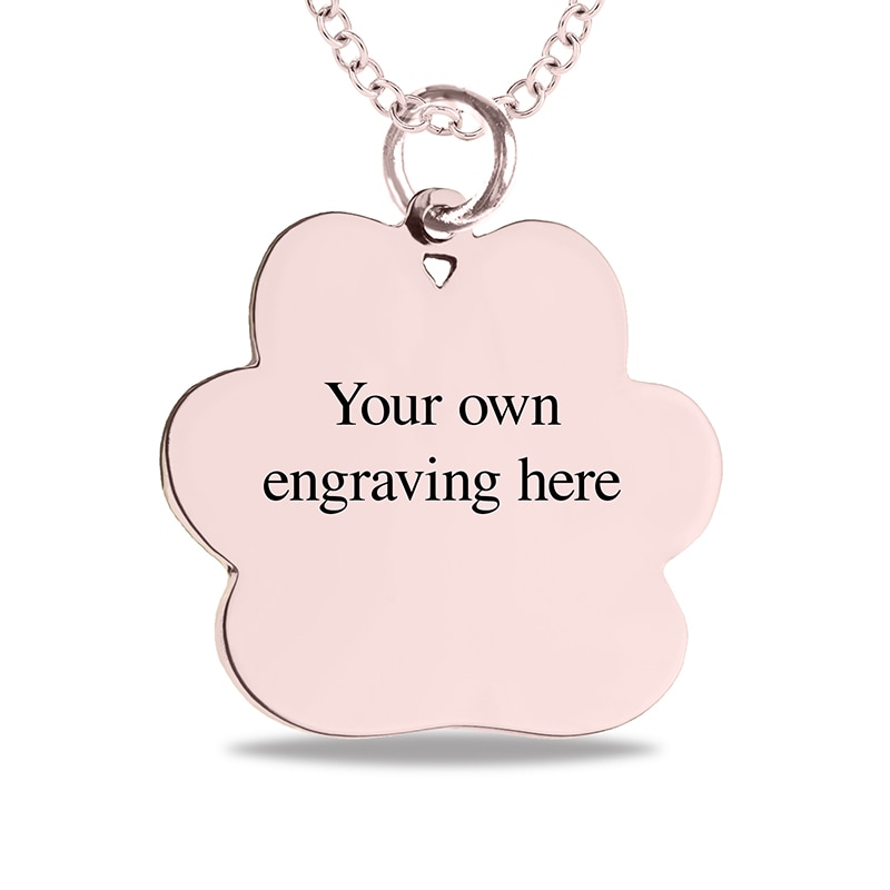 Main Image 3 of Engravable Photo Textured Paw Print Pet Pendant in 10K White, Yellow or Rose Gold (1 Image and 2 Lines)