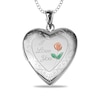 Thumbnail Image 1 of Engravable Enamel Rose Floral "I Love You" Photo Heart Locket in Sterling Silver (1-2 Images and 3 Lines)