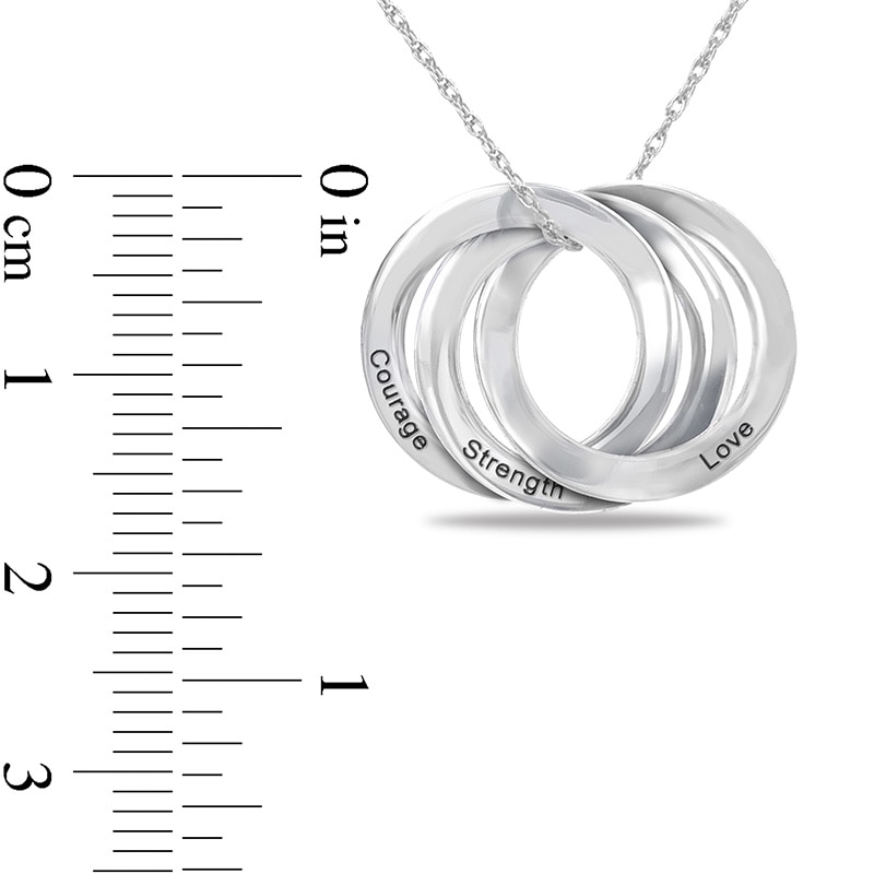 Main Image 3 of Engravable Inspirational Triple Interlocking Rings Pendant in Sterling Silver (1-3 Lines)