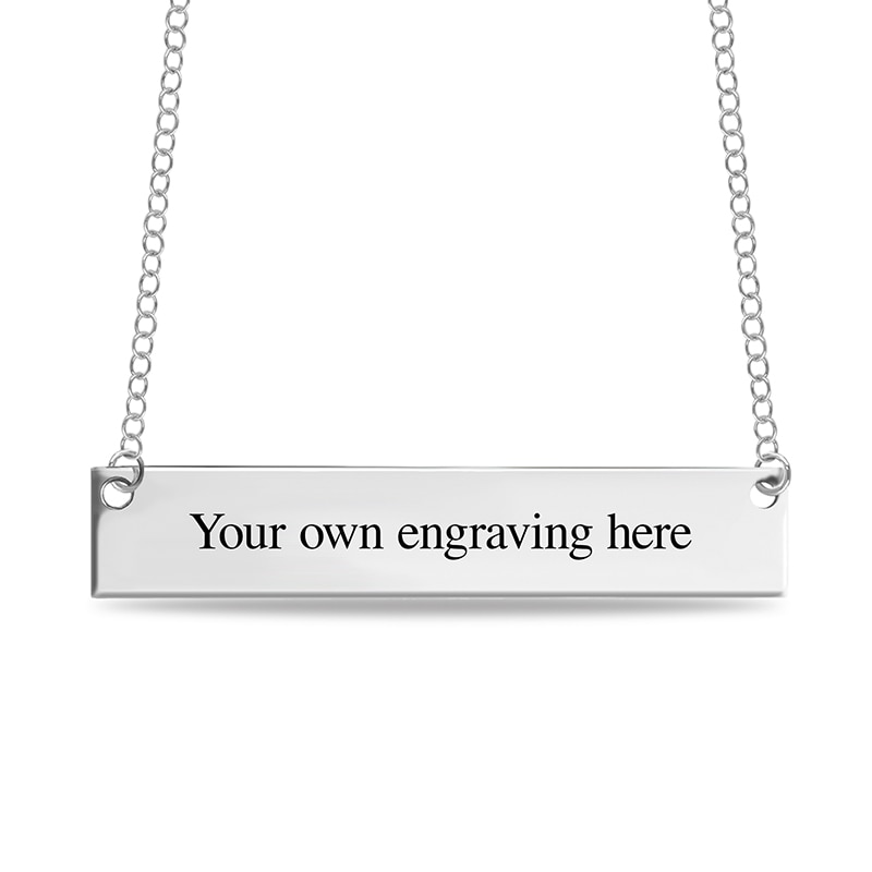 Main Image 3 of Engravable Your Own Handwriting Bar Necklace in Sterling Silver (1 Image and Line)