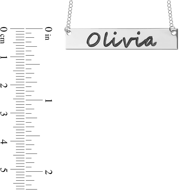 Main Image 4 of Engravable Your Own Handwriting Bar Necklace in Sterling Silver (1 Image and Line)