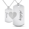 Thumbnail Image 1 of Couple's Fingerprint Engravable Dog Tag Pendant Set in Sterling Silver (2 Fingerprints and 5 Lines)