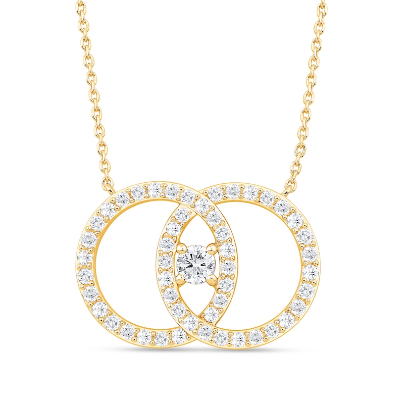 0.95 CT. T.W. Diamond Interlocking Circles Necklace in 10K Gold