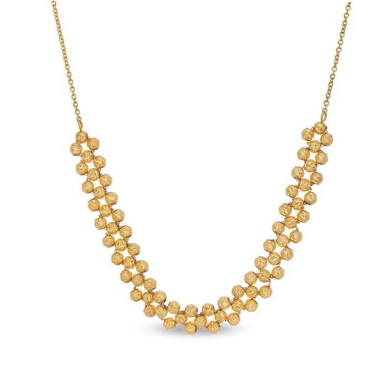 Italian Gold Woven Bead Necklace in Hollow 18K Gold|Peoples Jewellers