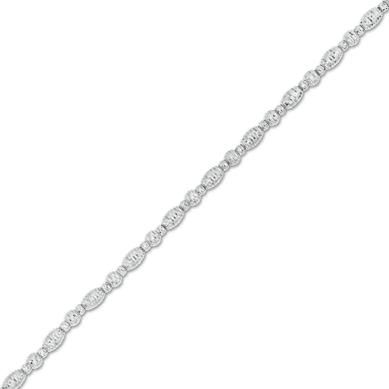 Italian Gold Diamond-Cut Bead Bracelet in Hollow 18K White Gold|Peoples Jewellers