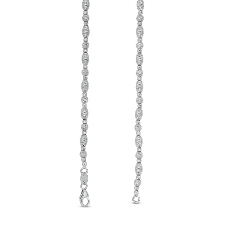 Italian Gold Diamond-Cut Bead Bracelet in Hollow 18K White Gold|Peoples Jewellers