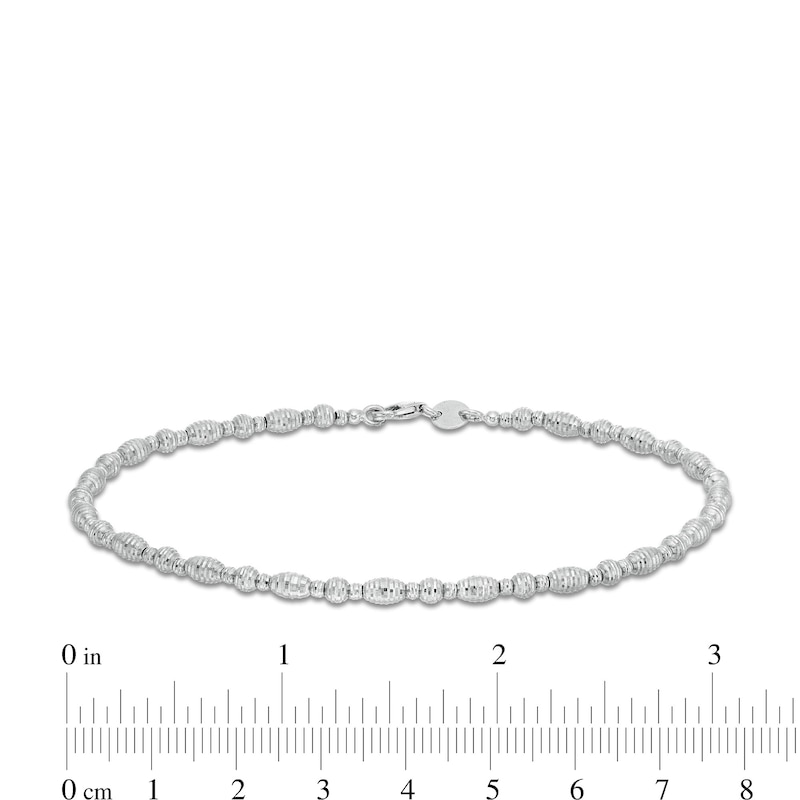 Italian Gold Diamond-Cut Bead Bracelet in Hollow 18K White Gold|Peoples Jewellers