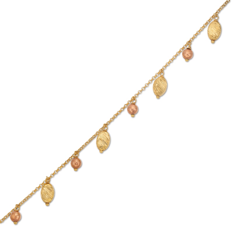 Italian Gold Dangle Bead Bracelet in Hollow 18K Two Tone Gold|Peoples Jewellers