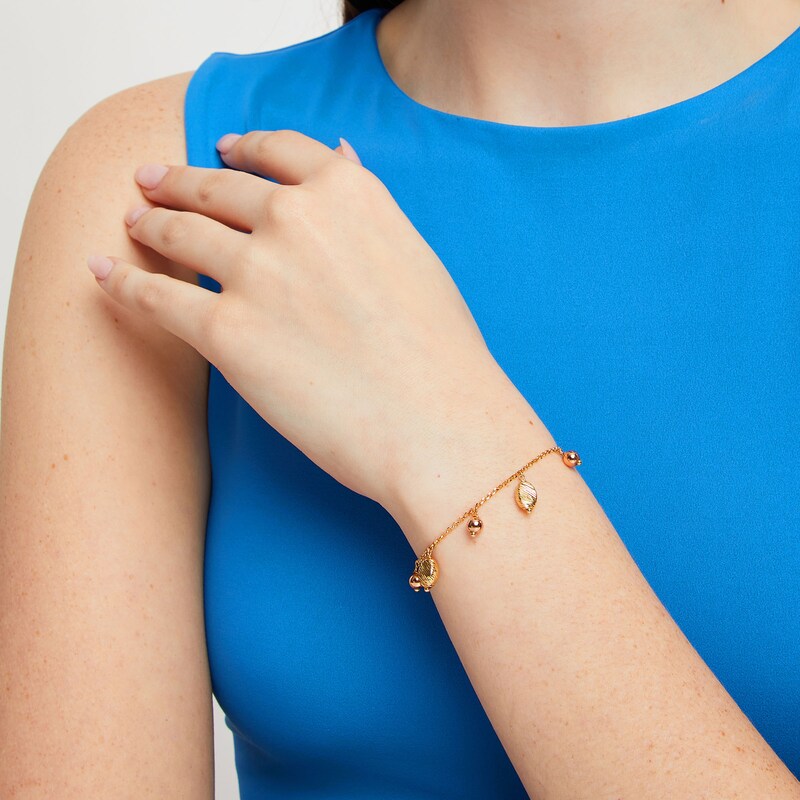 Main Image 2 of Dangle Bead Bracelet in Hollow 18K Two Tone Gold