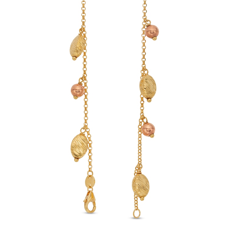 Italian Gold Dangle Bead Bracelet in Hollow 18K Two Tone Gold|Peoples Jewellers