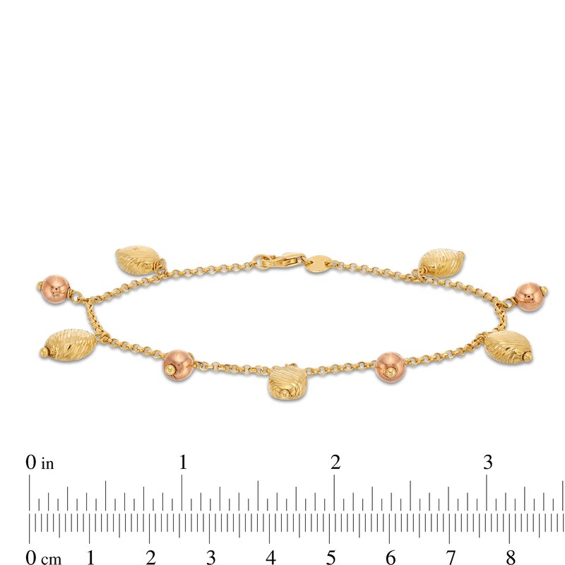 Main Image 4 of Dangle Bead Bracelet in Hollow 18K Two Tone Gold