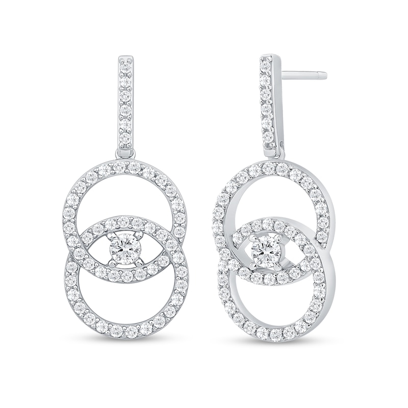 0.95 CT. T.W. Diamond Intertwined Circle Drop Earrings in 10K White Gold