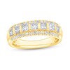 Thumbnail Image 1 of 0.95 CT. T.W. Princess-Cut and Round Diamond Border Triple Row Anniversary Band in 14K Gold
