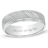 Thumbnail Image 1 of Men's 6.0mm Engravable Diamond-Cut Comfort-Fit Wedding Band in 10K White Gold (1 Line)