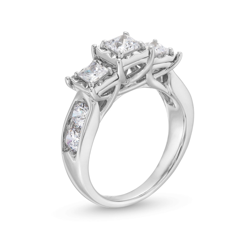 Main Image 3 of 1.95 CT. T.W. Princess-Cut Diamond Past Present Future® Miracle Engagement Ring in 14K White Gold