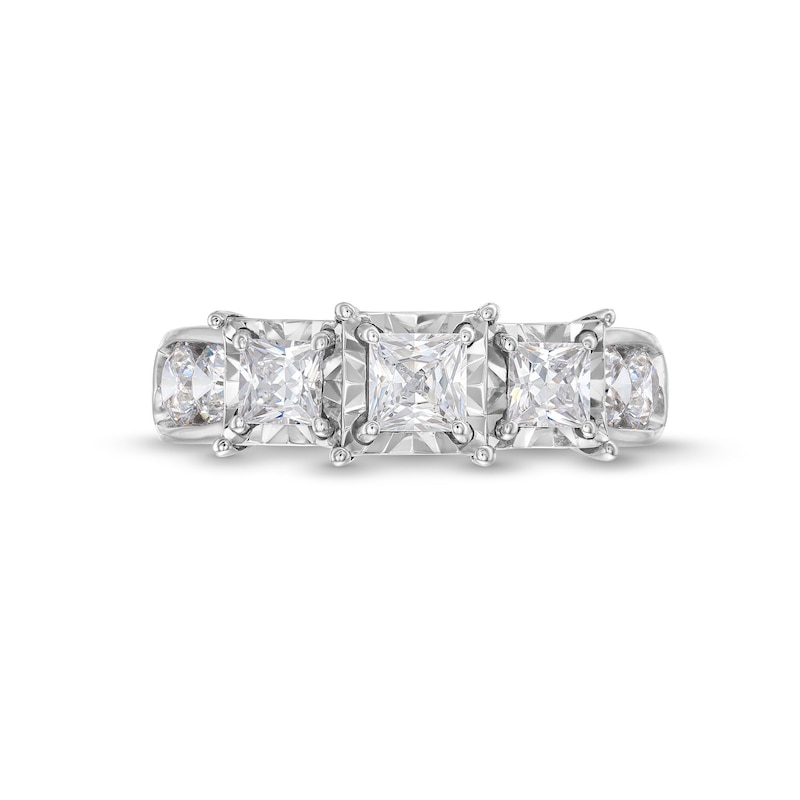 Main Image 4 of 1.95 CT. T.W. Princess-Cut Diamond Past Present Future® Miracle Engagement Ring in 14K White Gold