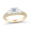 Thumbnail Image 1 of 1.45 CT. T.W. Diamond Past Present Future® Knife Edge Vintage-Style Engagement Ring in 14K Gold