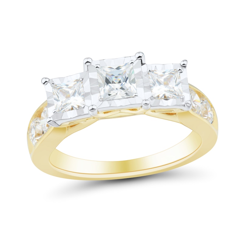Main Image 1 of 1.95 CT. T.W. Princess-Cut Diamond Past Present Future® Miracle Engagement Ring in 14K Gold