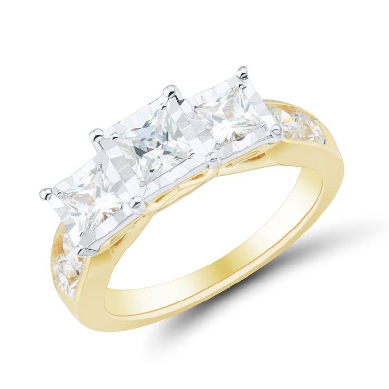 Main Image 2 of 1.95 CT. T.W. Princess-Cut Diamond Past Present Future® Miracle Engagement Ring in 14K Gold