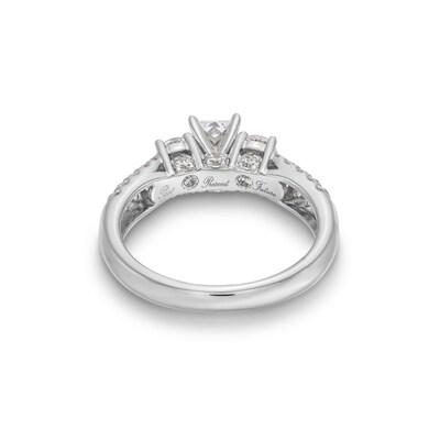 1.23 CT. T.W. Princess-Cut Diamond Past Present Future® Double Row Engagement Ring in 14K Gold