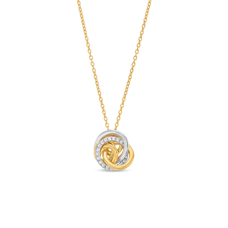 Italian Gold 0.10 CT. T.W. Diamond Knot Pendant in 18K Two-Toned Gold|Peoples Jewellers